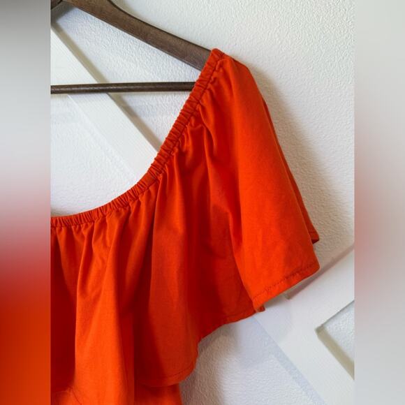 Eloquii Orange Off The Shoulder Ruffle Top Size 20 - Picture 3 of 10